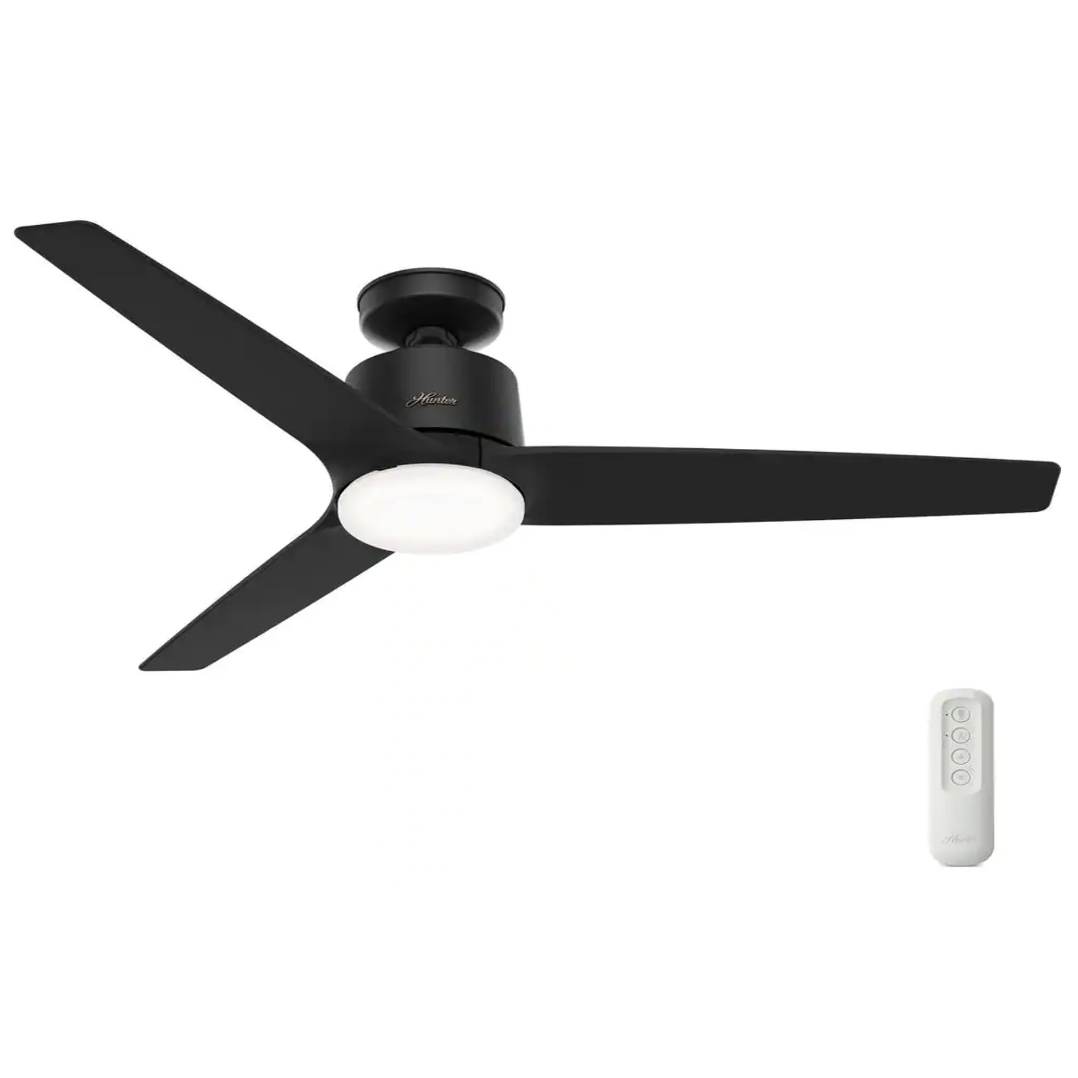 Hunter Moxie 52 in. Integrated LED Indoor Matte Black Ceiling Fan with Light Kit and Remote Control