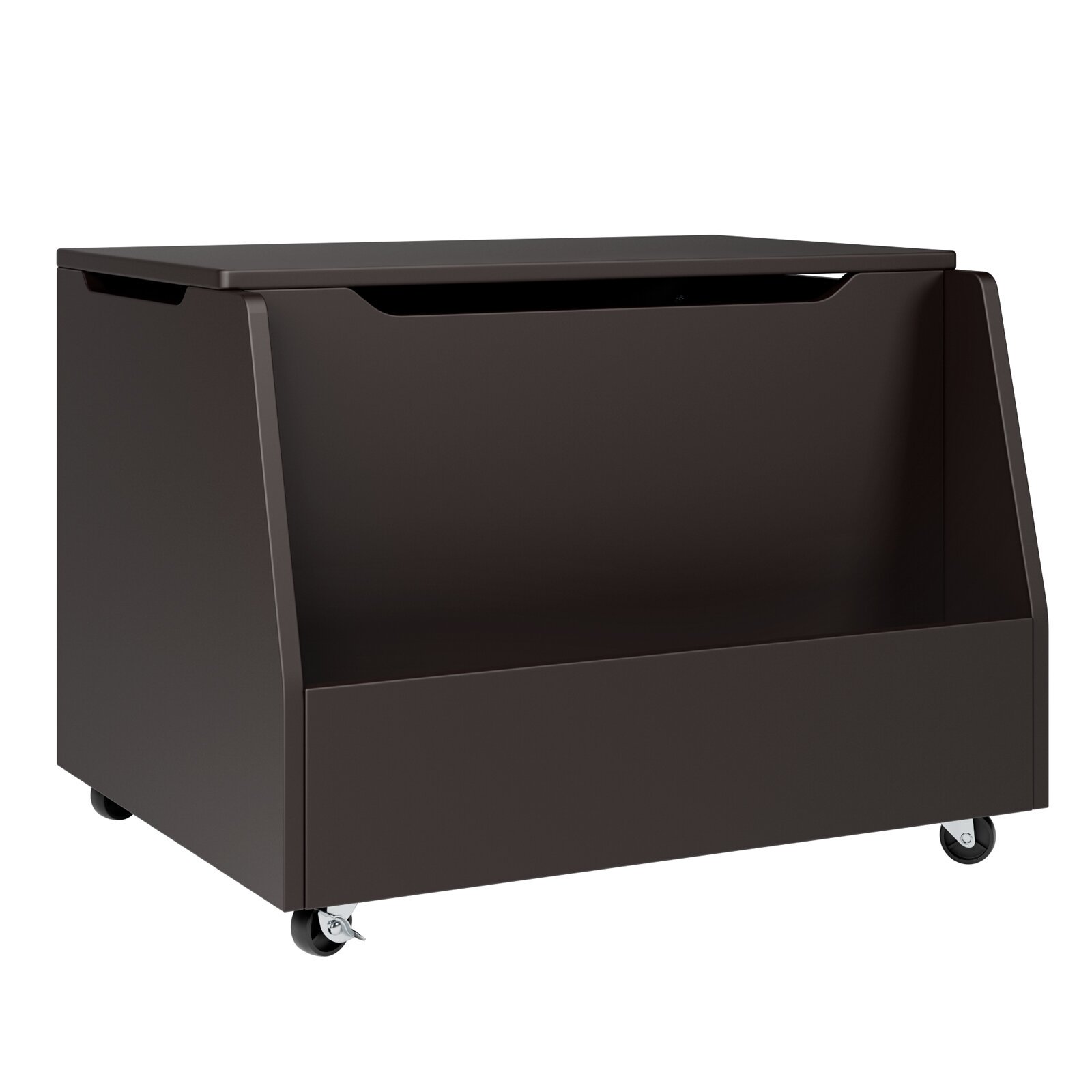 Homfa Kids Toy Box. Wood Toy Chest Storage Cabinet with 360-degree Rotating Wheels. Brown