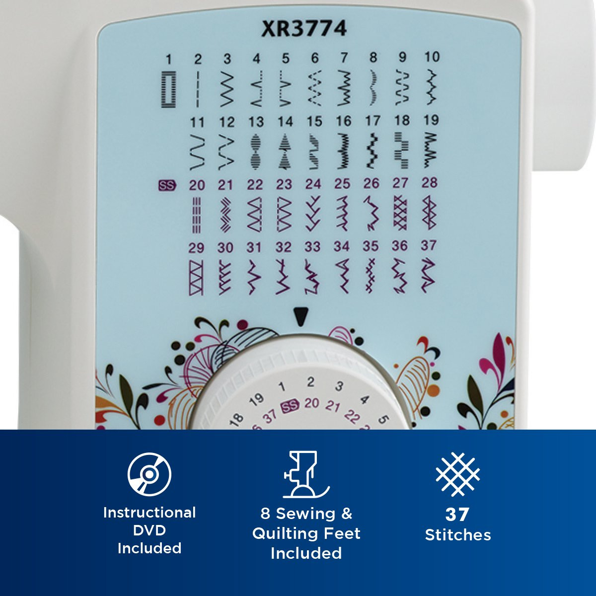 Brother XR3774 Sewing And Quilting Machine. 37 Built-in Stitches. Wide Table. 8 Included Sewing Feet