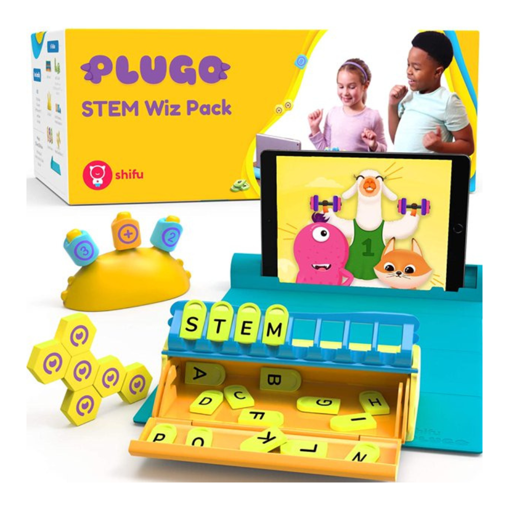 PlayShifu Plugo STEM Pack - Count. Letters & Link. Math. Word Building. Magnetic Blocks