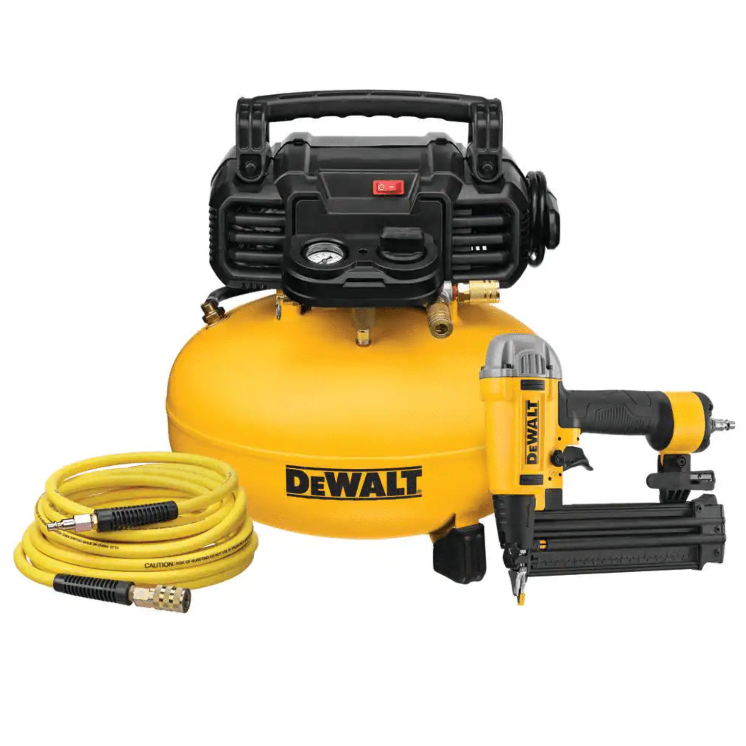 Dewalt 6 Gal. 18-Gauge Brad Nailer and Heavy-Duty Pancake Electric Air Compressor Combo Kit. 1-Tool (DWFP1KIT)