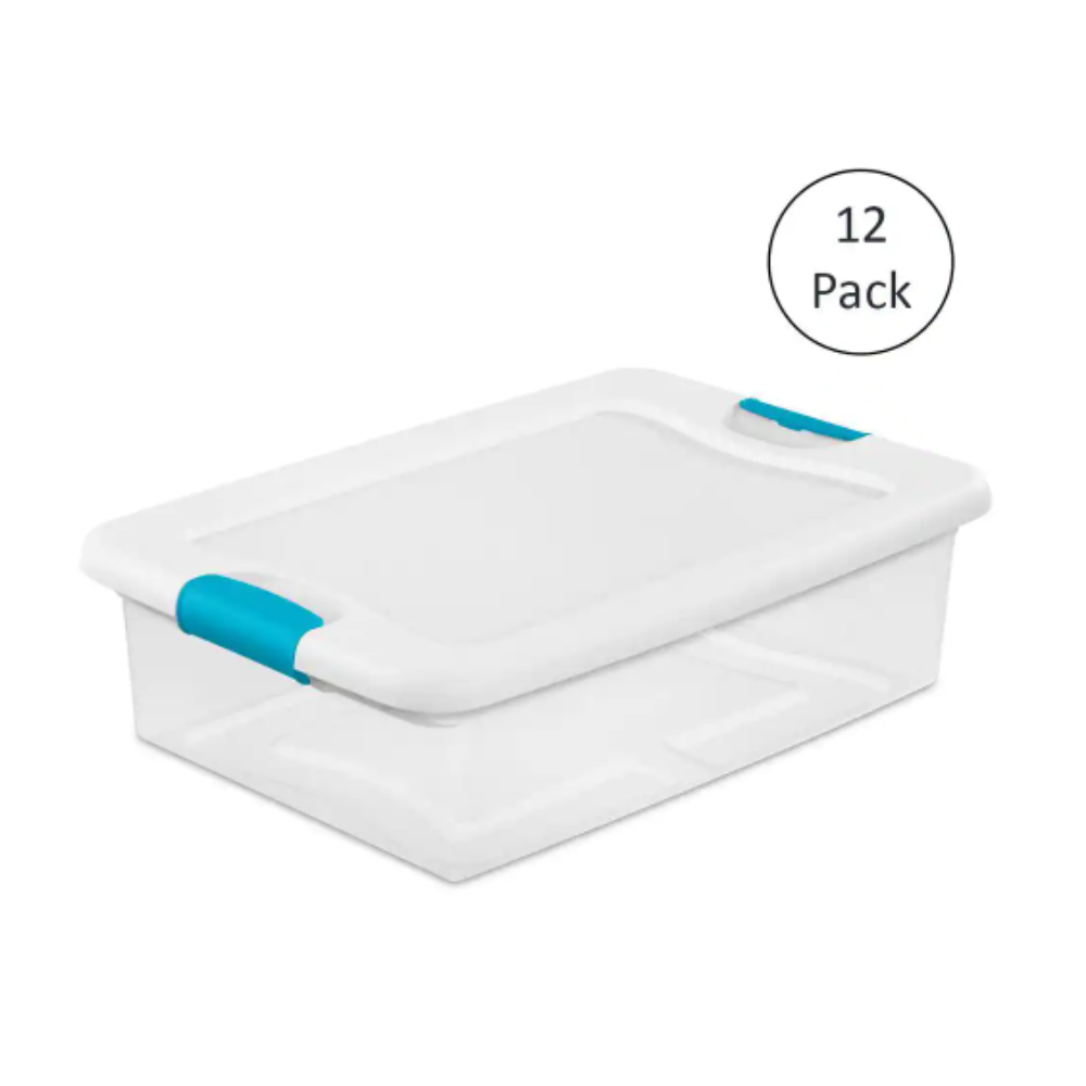 Sterilite 32 qt. Storage Box Stackable Latching Container in Clear (12-Pack)