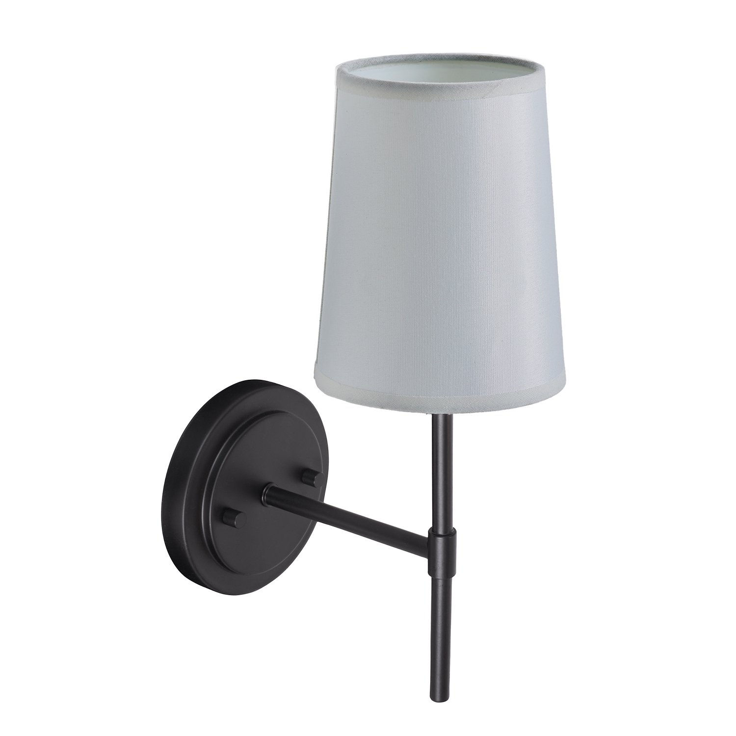 Better Homes & Gardens 1-Light Wall Sconce with Fabric Shade.Matte Black with Bulb