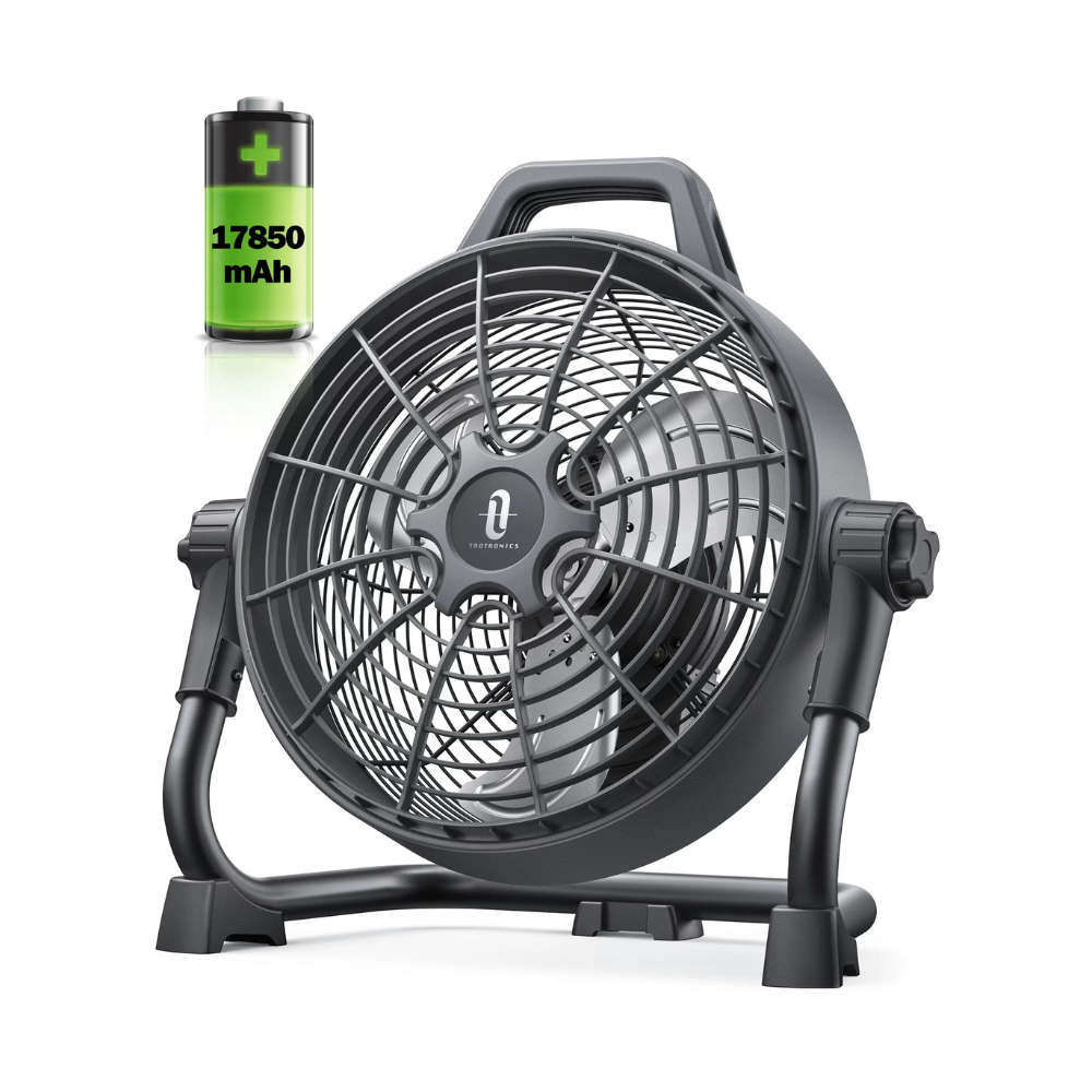 TaoTronics Rechargeable Floor Fan. 17850 mAh Battery Outdoor Portable Fab. 1700 CFM Airflow