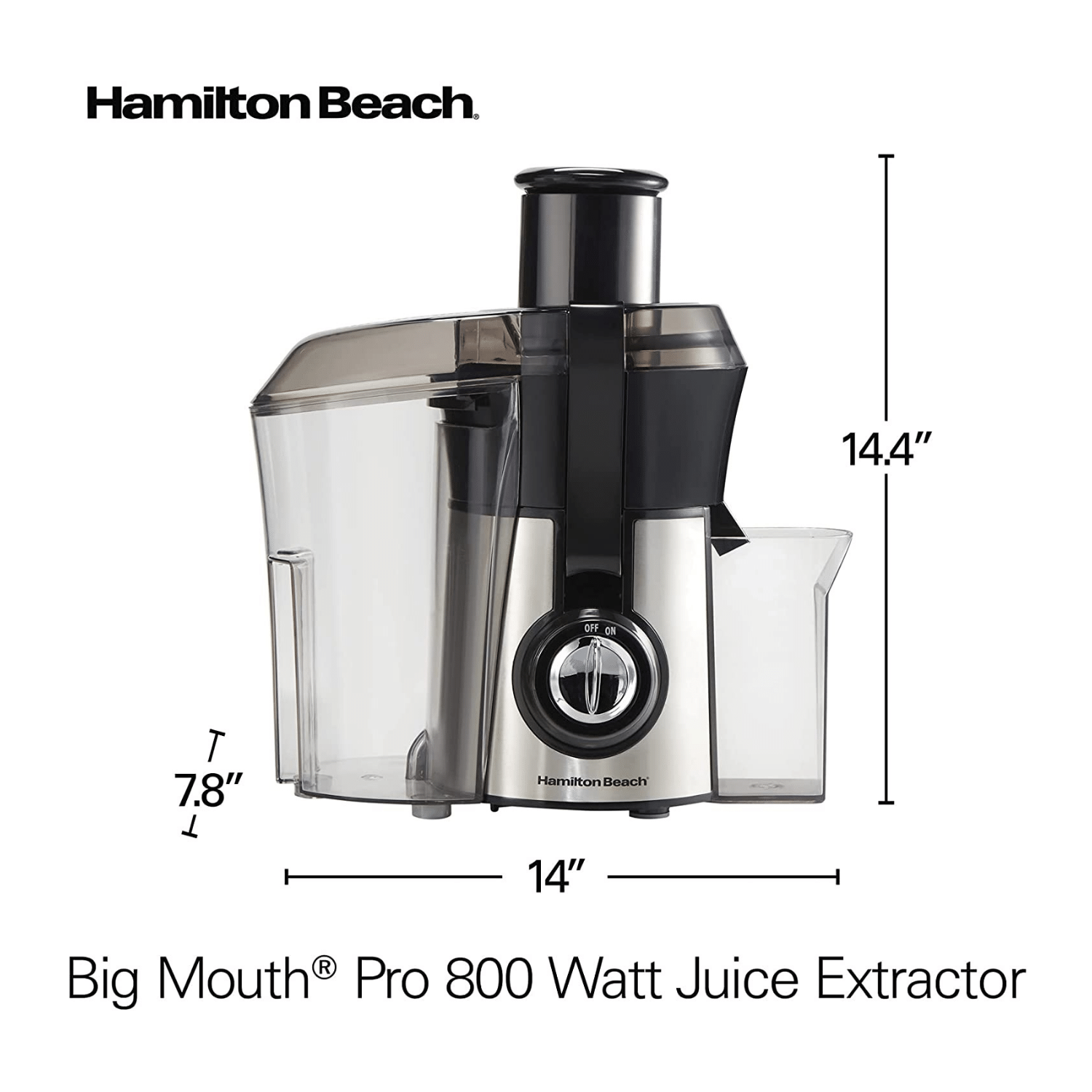 Hamilton Beach Juicer Machine. Big Mouth Large 3Inch Feedchute. Silver