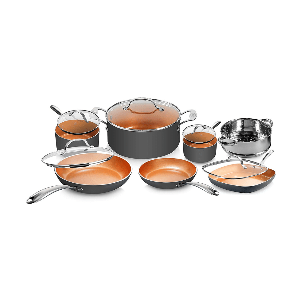 Gotham Steel 12 Piece Non-stick Cookware. Dishwasher Safe. Pots and Pans Set. Graphite