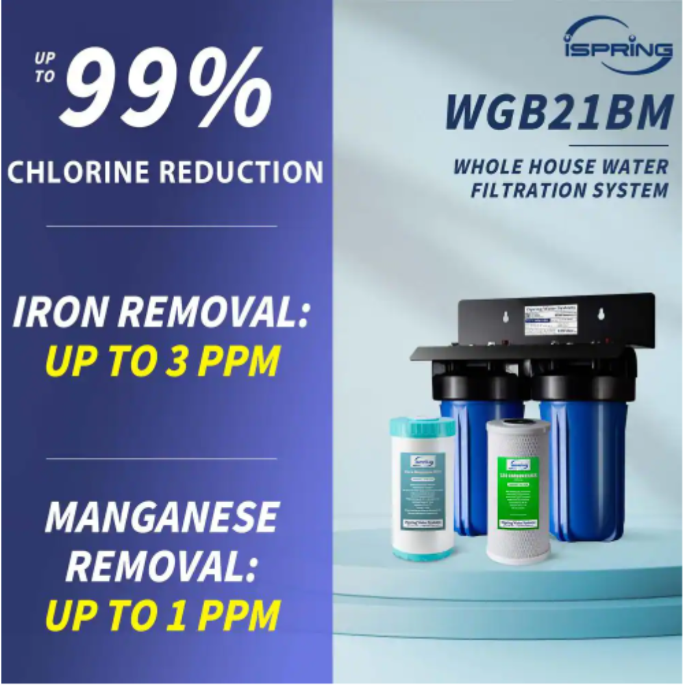 iSpring 2-Stage iron and Manganese Reducing Whole House Water Filtration System with 10 in. x 4.5 in. Filters