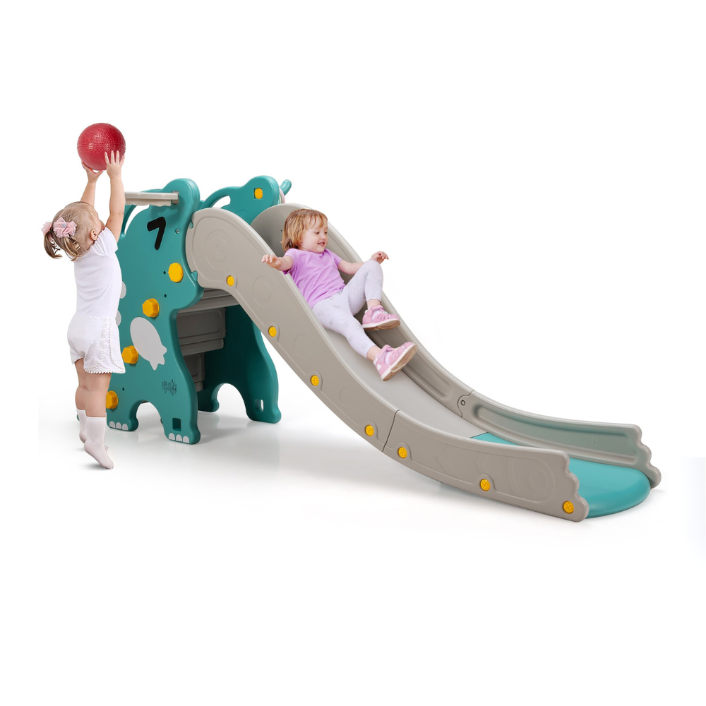 Costway 4 in 1 Kids Climber Slide Play Set w/Basketball Hoop & Toss Toy Indoor & Outdoor