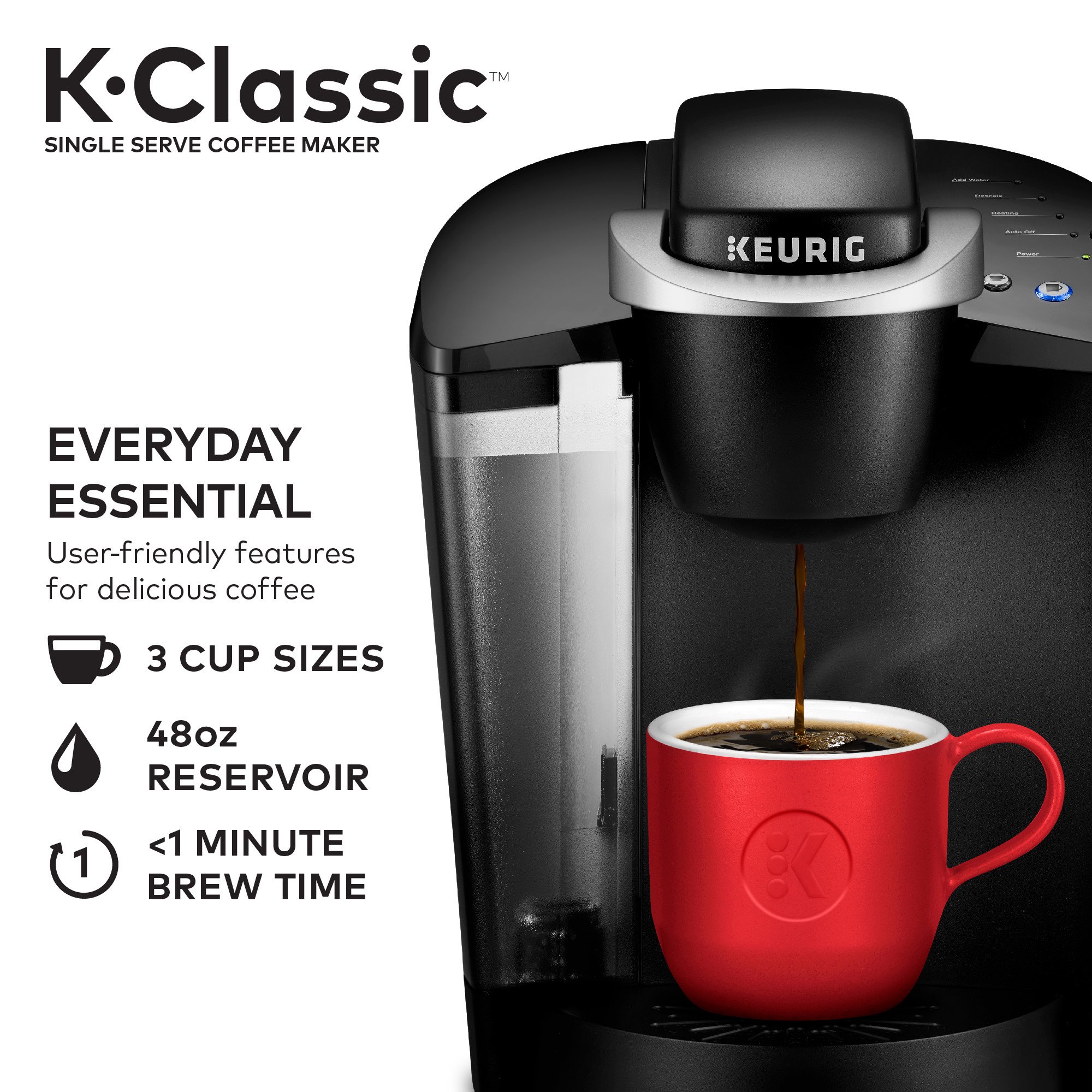 Keurig K-Classic Single Serve K-Cup Pod Coffee Maker. Black