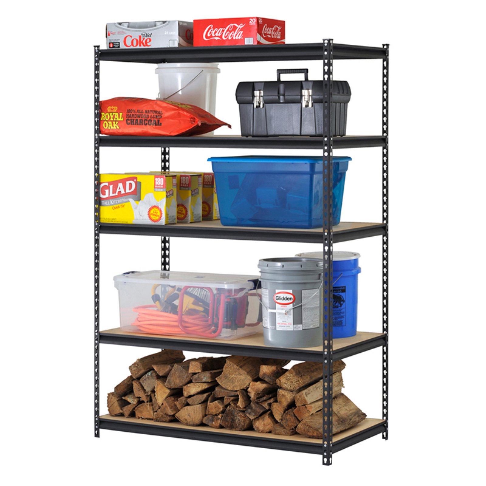 Muscle Rack 72 in. H x 48 in. W x 18 in. D 5-Shelf Steel Shelf Unit in Black