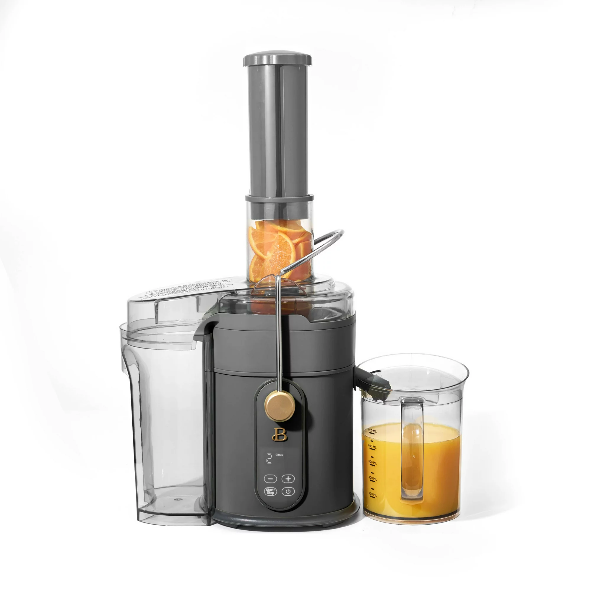 Beautiful 5-Speed 1000W Electric Juice Extractor with Touch Activated Display. Oyster Grey by Drew Barrymore