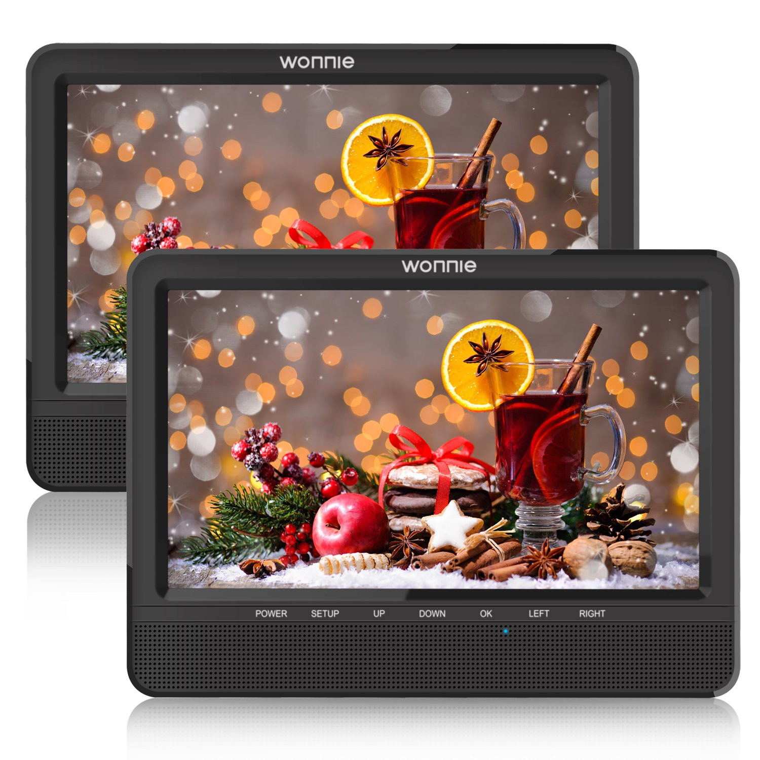 Wonnie Premium 10″ Dual DVD Players for Car( a DVD Player + a Monitor). Big Screen with More Shocking
