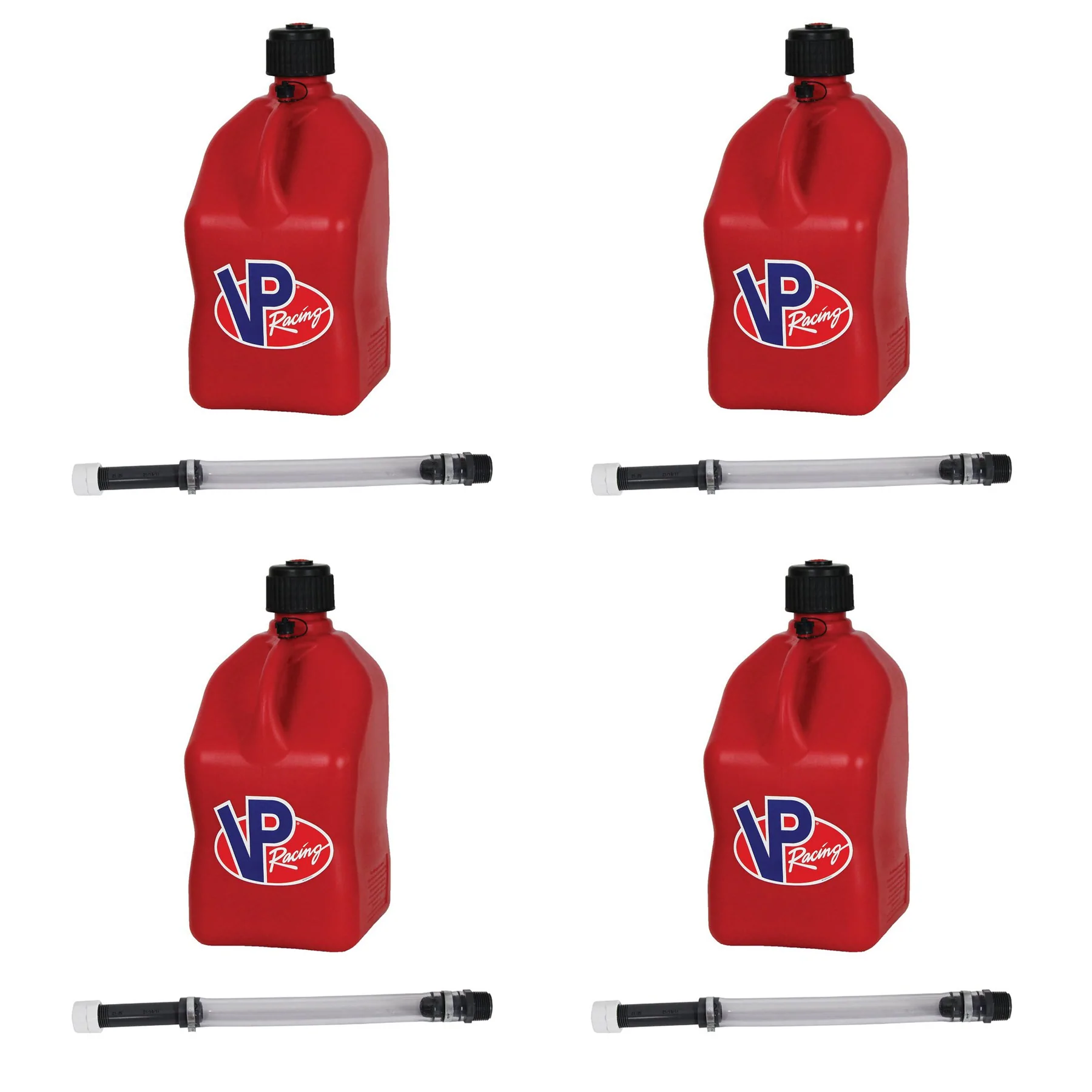 VP Racing Fuels Motorsport 5.5 Gal Utility Jug w/ 14″ Deluxe Hose. Red (4 Pack)