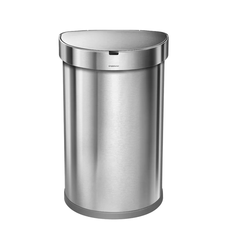 Simplehuman 45 Liters/11.88 Gallons Semi-Round Automatic Motion Sensor Trash Can. Brushed Stainless Steel (ST2009)