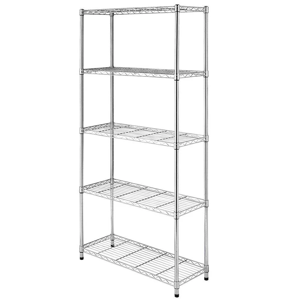 UBesGoo 5 Shelf Wire Shelving Unit Garage Heavy Duty Metal Utility Kitchen Storage. Silver