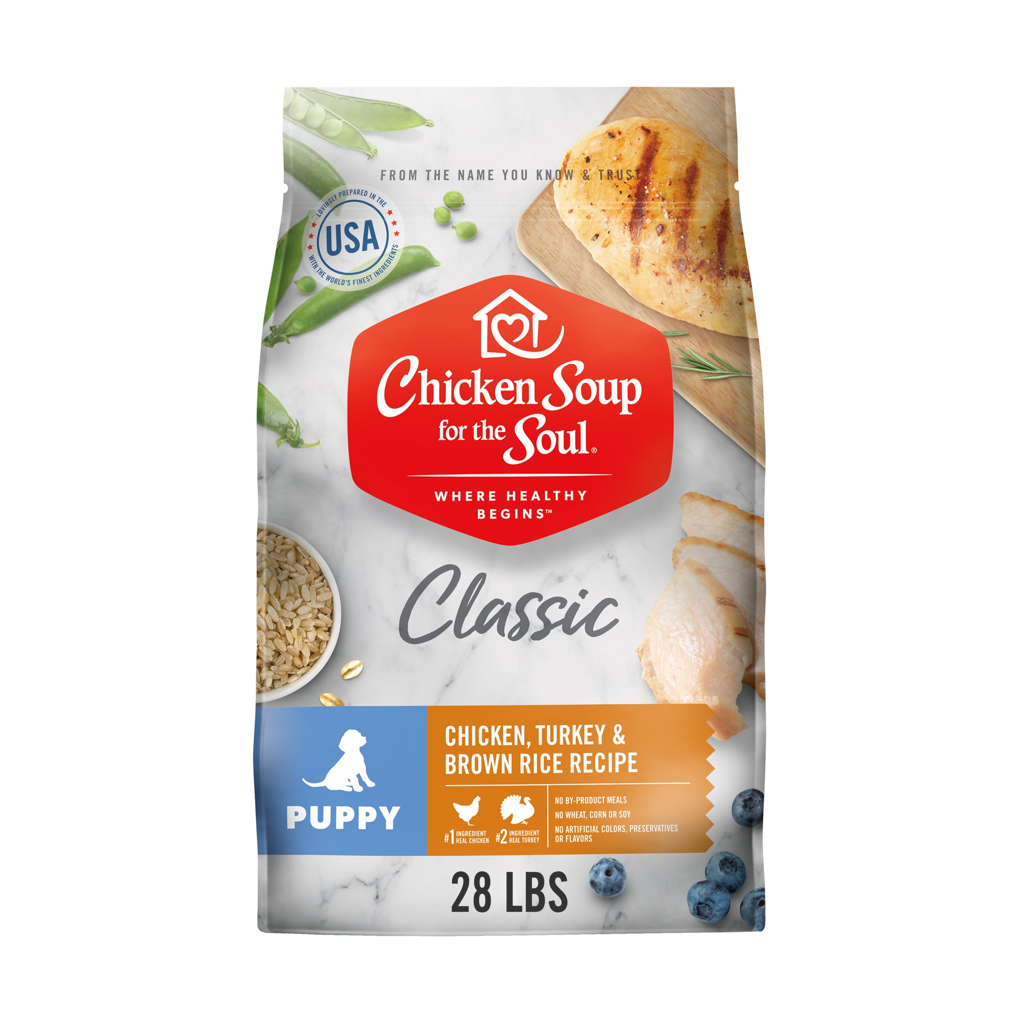 Chicken Soup for the Soul Puppy Chicken. Turkey & Brown Rice Recipe Dry Dog Food. 28-lb bag