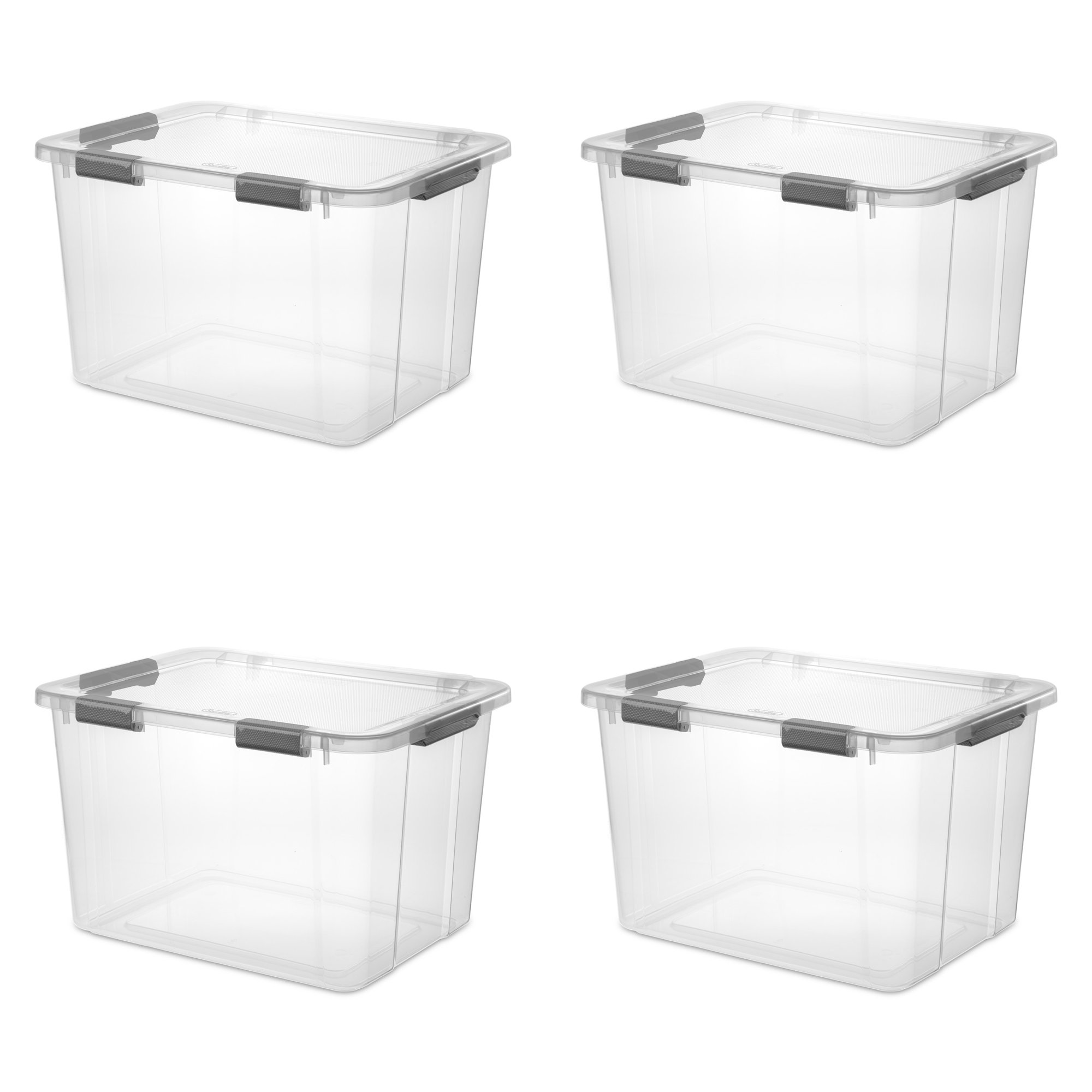 Sterilite 80 Qt. HingeLID Storage Box Plastic. Flat Gray. Set of 4