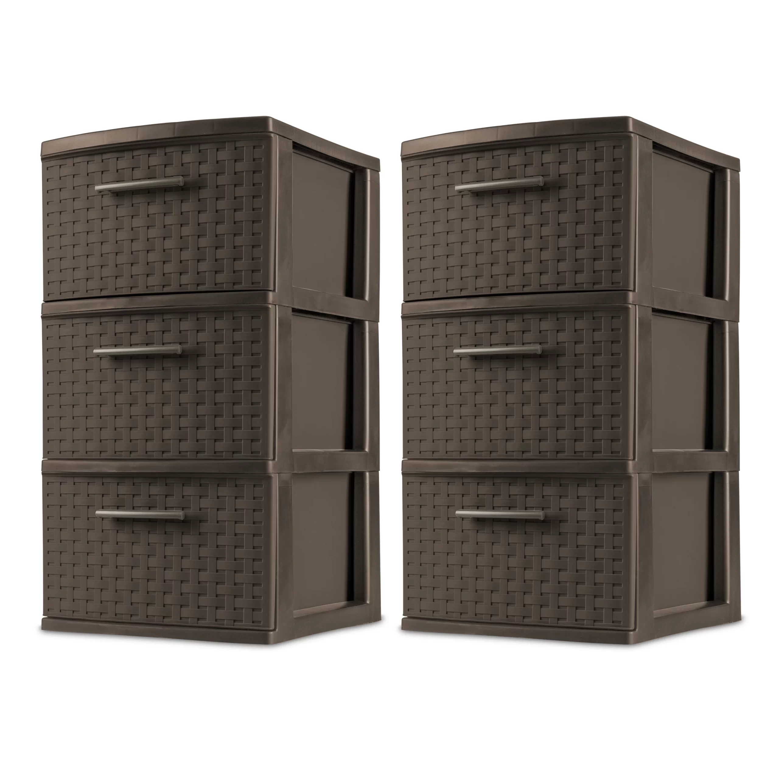 Sterilite 3 Drawer Weave Tower Plastic. Espresso. Set Of 2