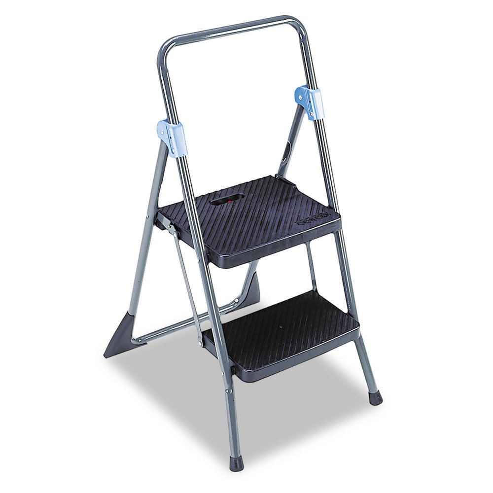 Cosco 11829GGB Commercial 2-Step Folding Stool. 300lb Cap. 20 1/2w X 24 3/4d X 39 1/2h. Gray