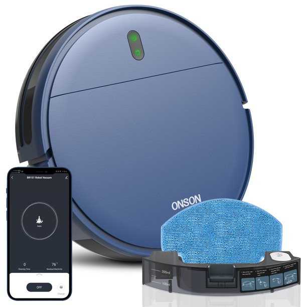Onson Robot Vacuum. 2 in 1 Mopping Wifi Connected Robotic Vacuum Cleaner Combo