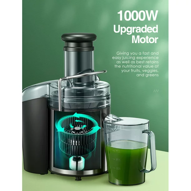Aicok Juicer. 1000W Juice Extractor Fruit Vegetable. Stainless Steel