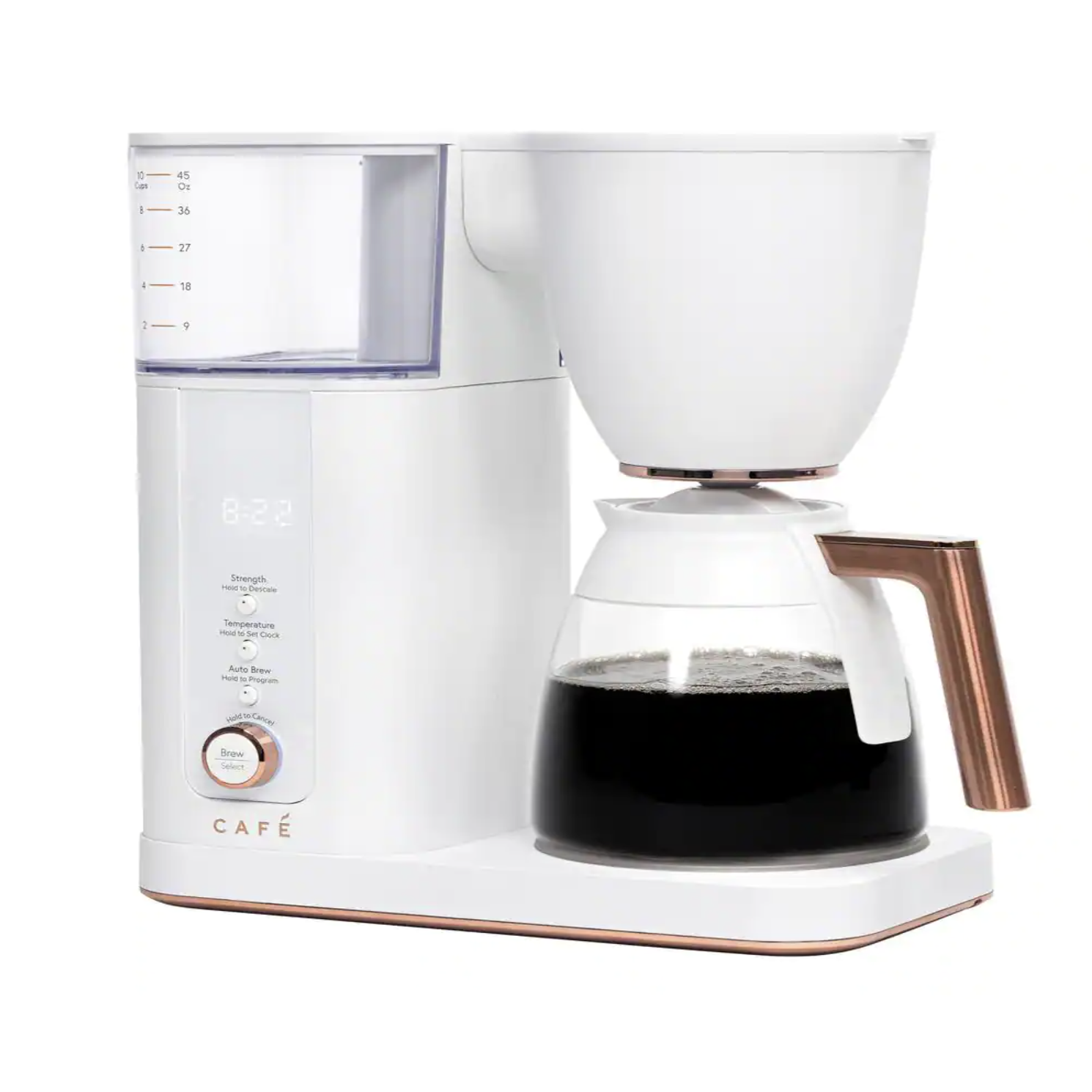 Caf  10-Cup Matte White Specialty Drip Coffee Maker with Glass Carafe and warming plate. WiFi connected (C7CDABS4RW3)