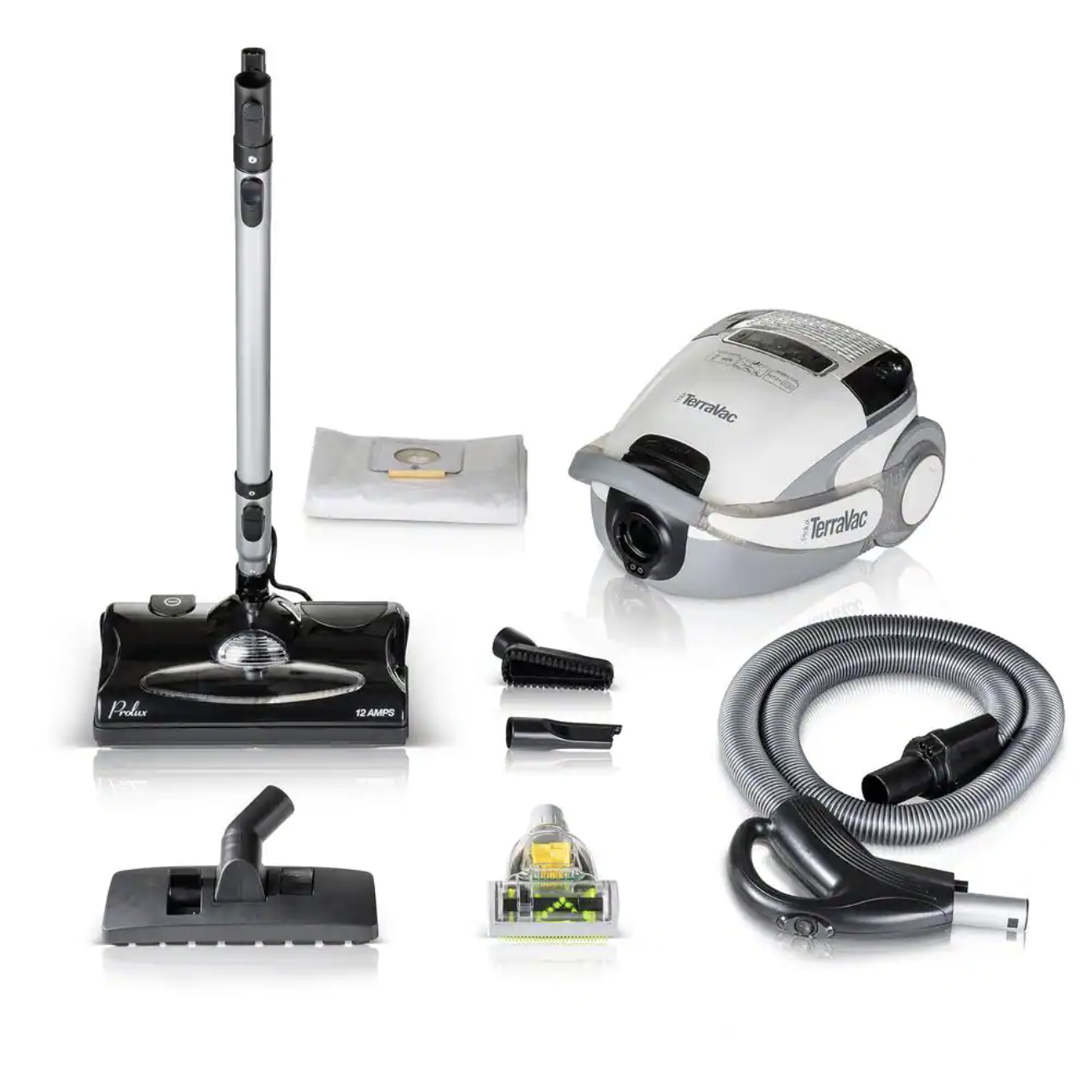 Prolux White TerraVac 5-Speed Quiet Canister Vacuum Cleaner with Sealed HEPA Filter