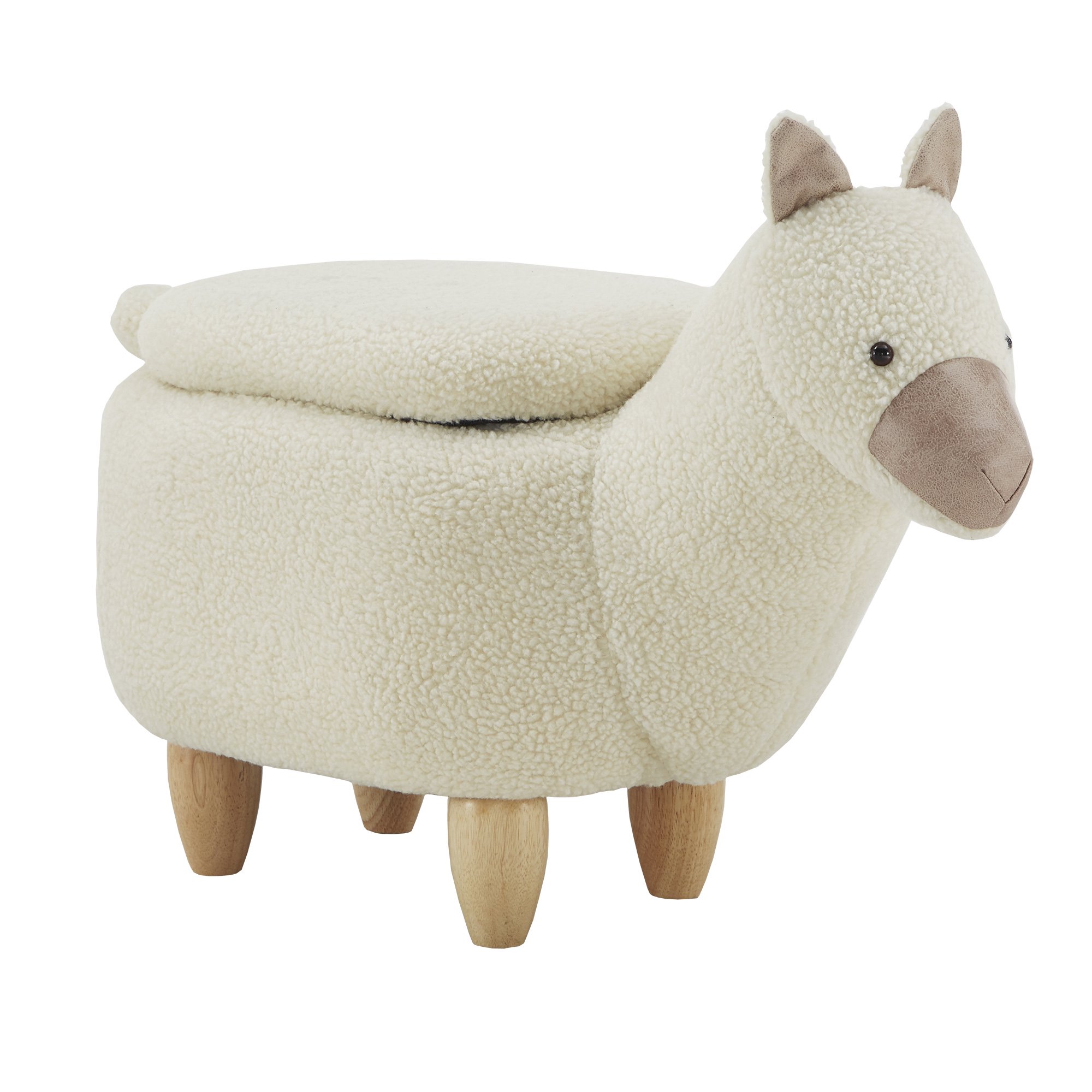 Weston Home Nieuwe Animal Storage Ottoman. White Llama
