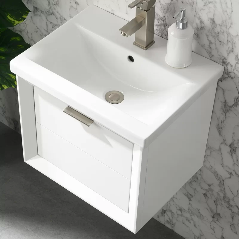 Everly Quinn Draven 20.39” Wall Mounted Single Bathroom Vanity