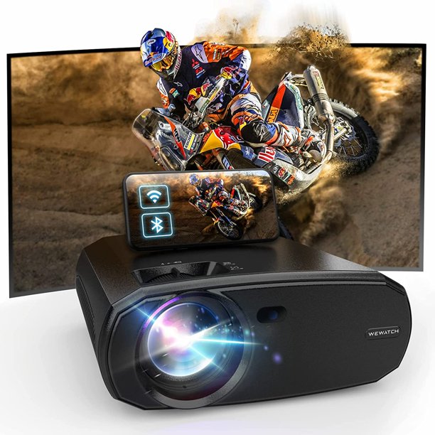 Wewatch Native 1080P Full HD Portable Outdoor Movie Projector With WiFi Bluetooth. Black