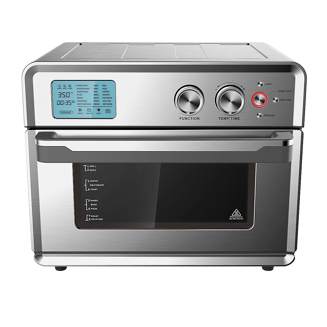 Emerald 26-Quart Silver 1800W Digital Air Fryer. Countertop Oven with 3 Tray Accessories & Large Visible Window