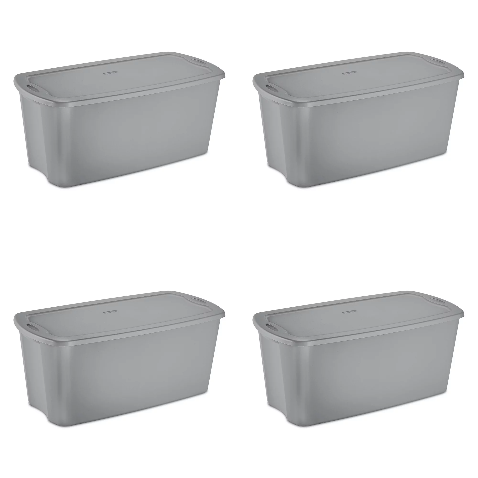 Sterilite Adult Plastic 50 Gal. Tote Box Plastic. Titanium. Set of 4