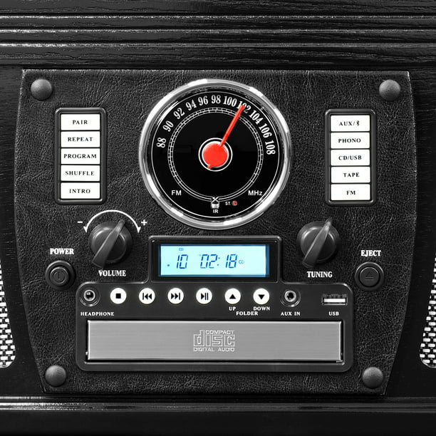 Victrola Navigator 8-in-1 Classic Bluetooth Record Player With USB Encoding And 3-Speed Turntable (Black)