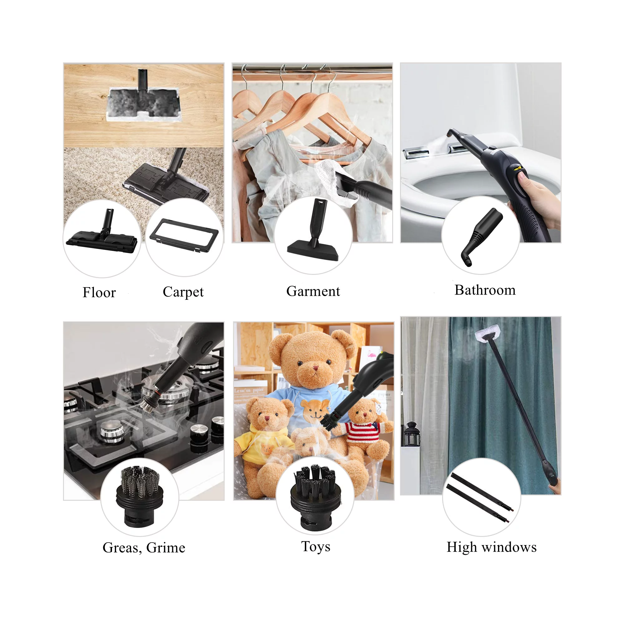 Cheflaud 1500W Multi-Purpose Steam Cleaner with 13 Accessories. Household Steamer