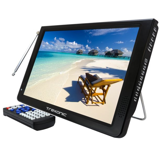 Trexonic Portable Ultra Lightweight Widescreen 12″ LED TV With HDMI. SD. MMC. USB. VGA. Headphone Jack