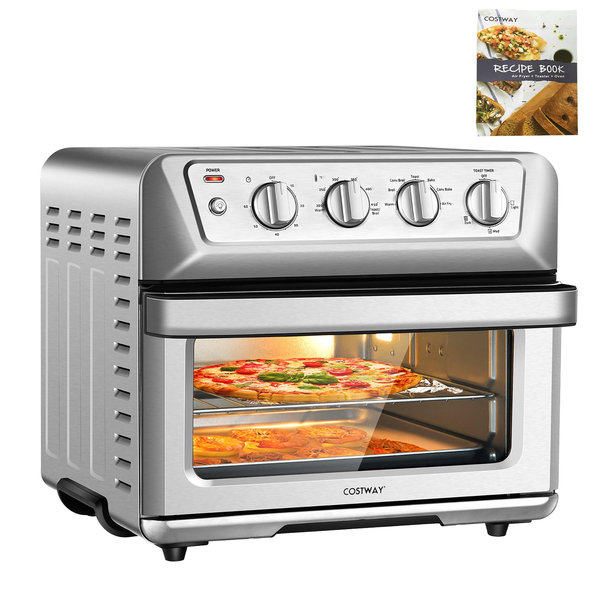Costway ES10044US 21.5 Qt. Air Fryer Toaster Oven 1800W Countertop Convection Oven with Recipe