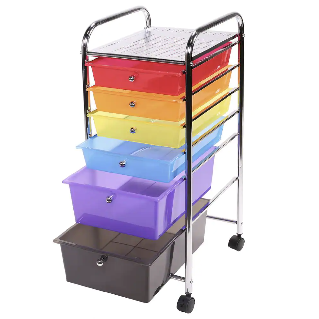 Barton 15.5 in. W x 32 in. H Organizer Cart Color 6 Drawer Rolling Utility Mobile Trolley Chrome Scrapbook