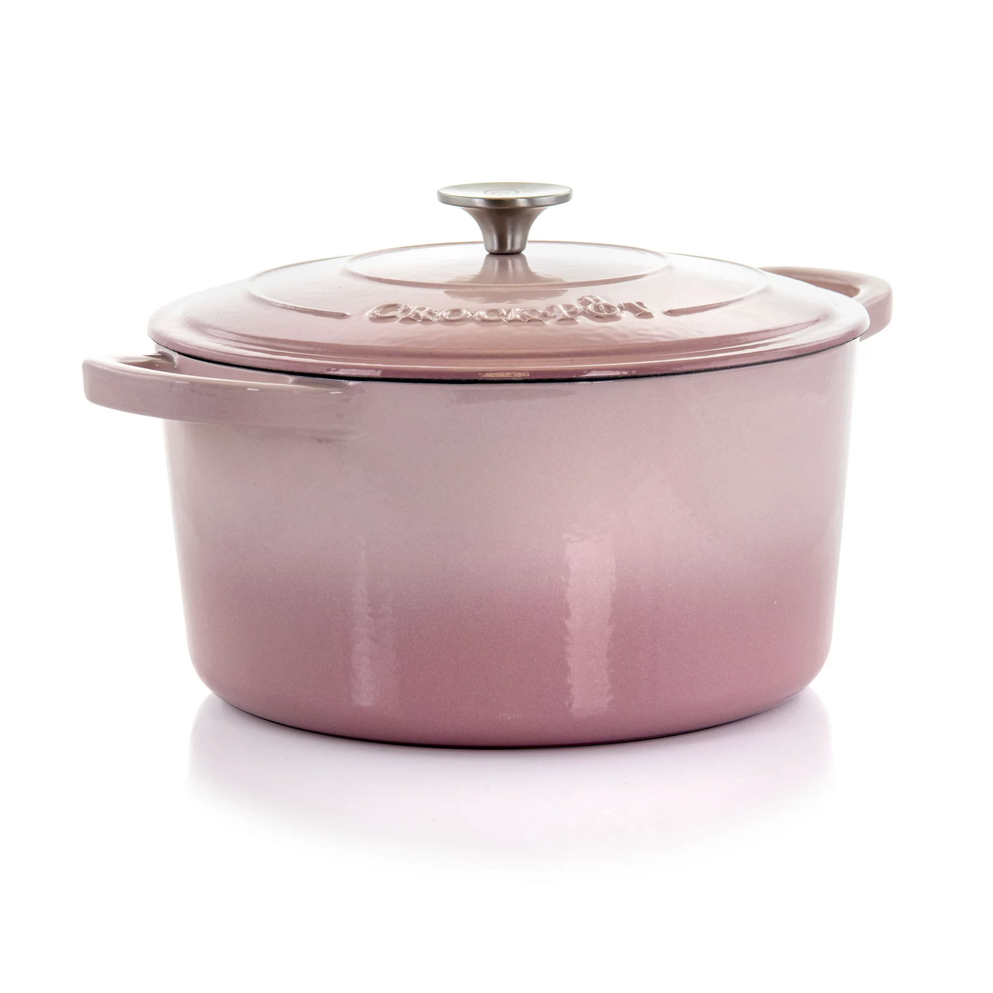 Crock-Pot Artisan 2 Piece 7 Quarts Enamled Cast Iron Dutch Oven in Blush Pink
