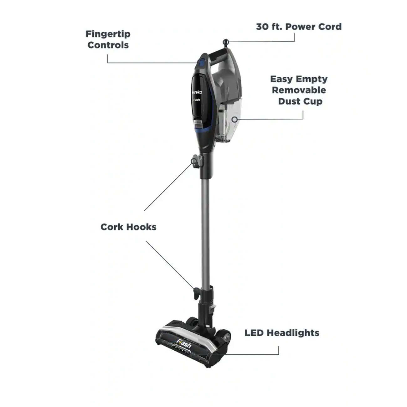 Eureka Flash Corded Stick Bagless 2-In-1 Vacuum Cleaner With Storage Base