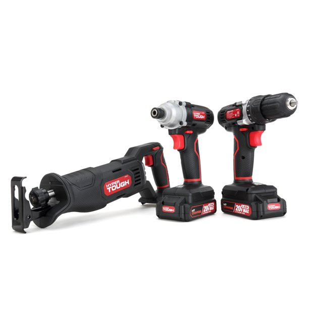 Hyper Tough 3/8 inch Cordless Drill. 1/4 inch Impact Driver & Reciprocating Saw Combo Kit