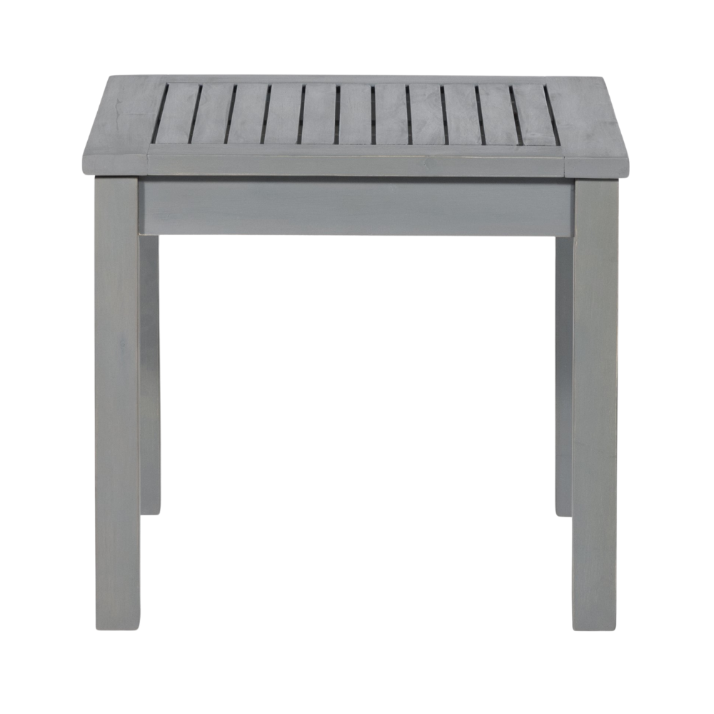 Manor Park Acacia Wood Outdoor Patio End Table. Grey Wash