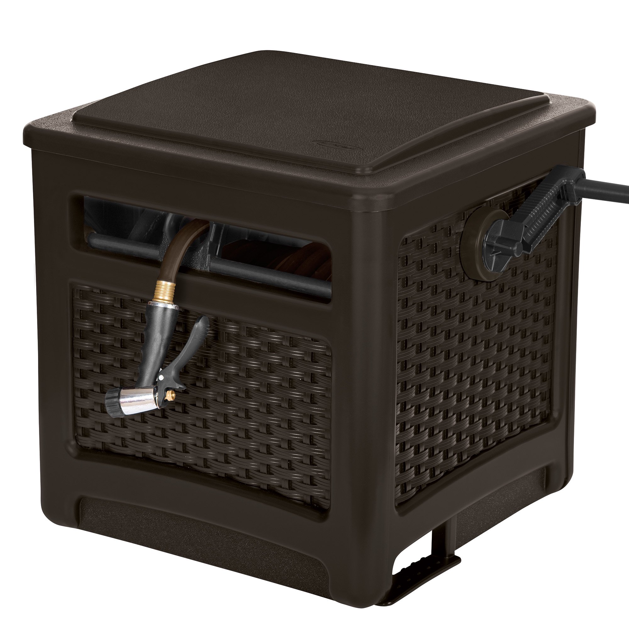Suncast 225 ft. Smart Trak Wicker Garden Hose Reel Guide and Hideaway. Java Brown