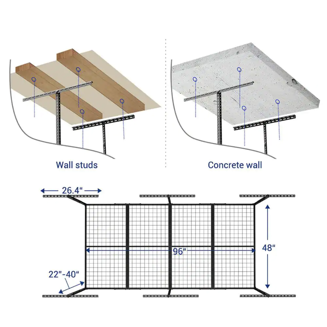 Fleximounts Adjustable Height Overhead Ceiling Mount Garage Rack in Black (96 in. W x 48 in. D)