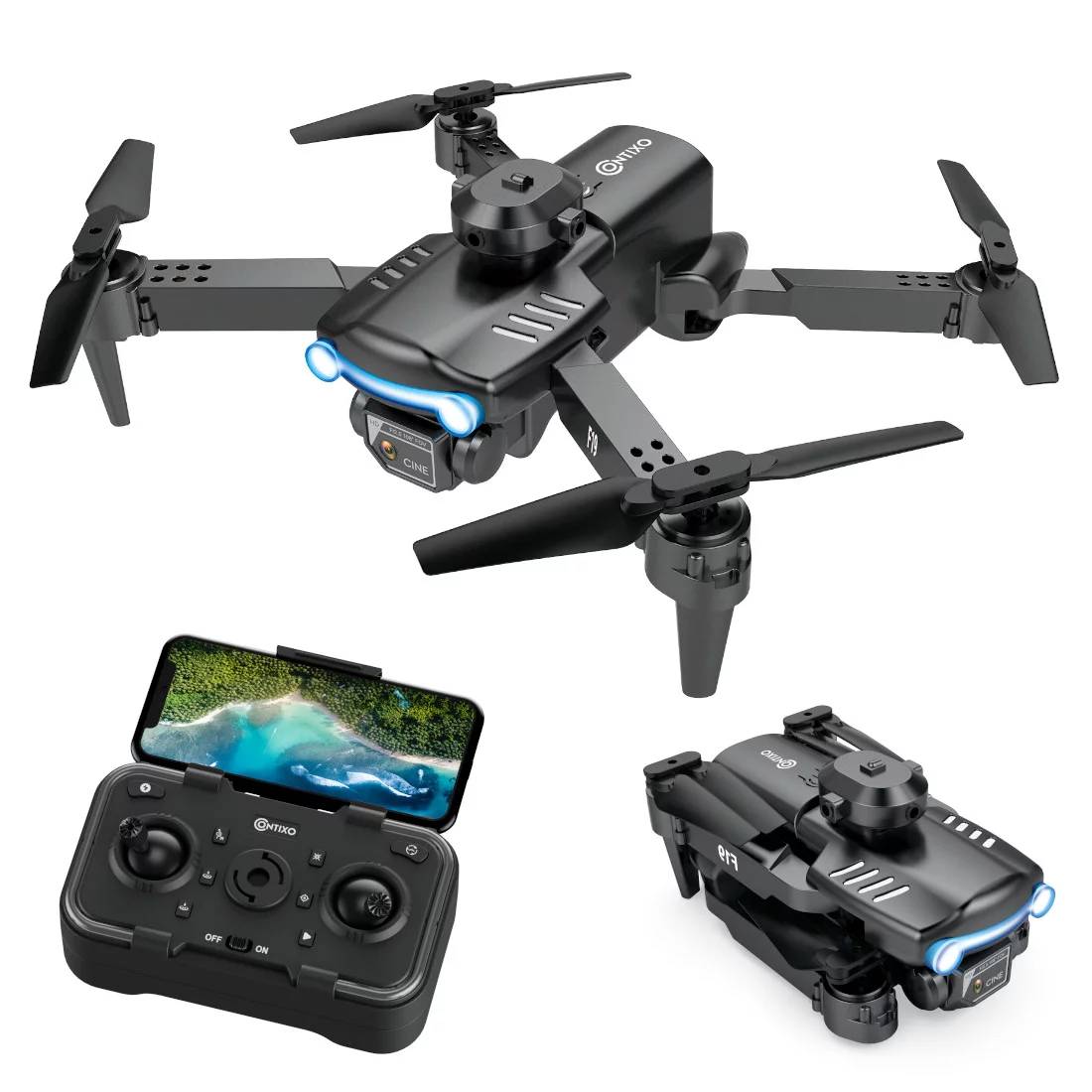 Contixo F19 Drone with 1080P Camera. RC Quadcopter with Four-Way Obstacle Avoidance. 20 Mins Long Flight