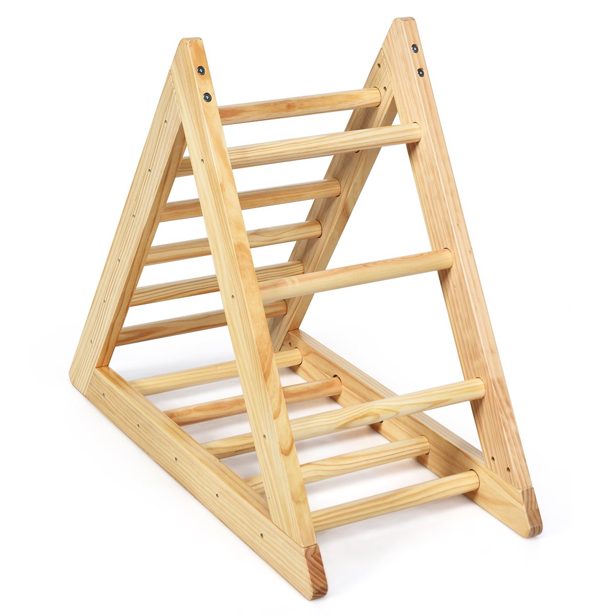 Costway Wooden Climbing Pikler Triangle with Climbing Ladder For Toddler Step Training