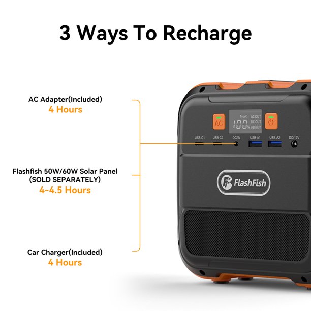 Flashfish 120W Portable Power Station. Flashfish 98Wh/26400mAh Solar Generator. Portable Generator