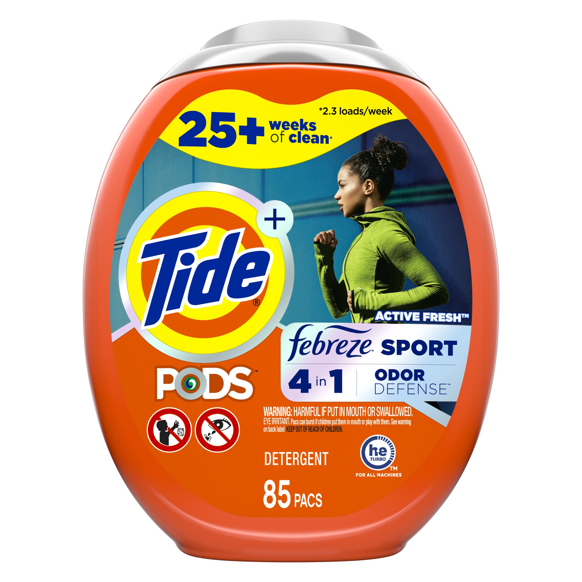 Tide PODS Liquid Laundry Detergent Soap Pacs. 4-In-1 with Febreze. 85 Count