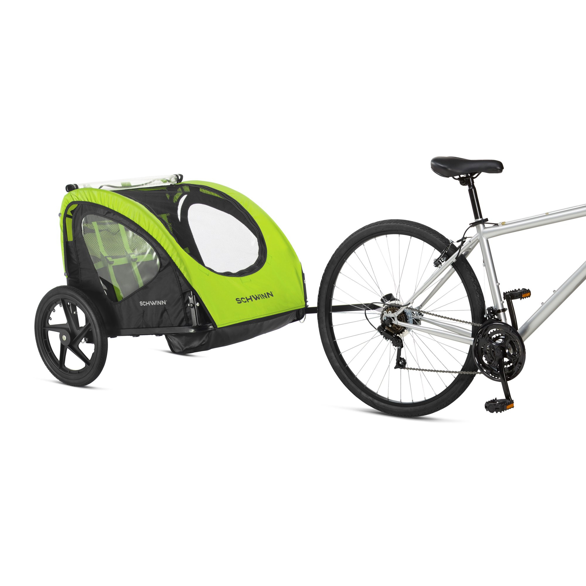 Schwinn Shuttle Foldable Bike Trailer. 2 Passengers. Green/ Black