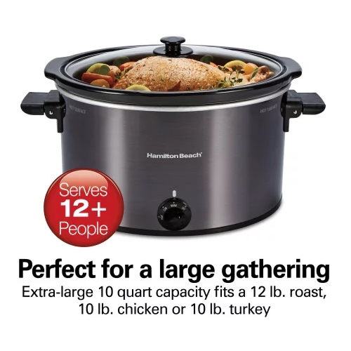 Hamilton Beach 33191 Slow Cooker. 10 Quarts. Extra Large. Black