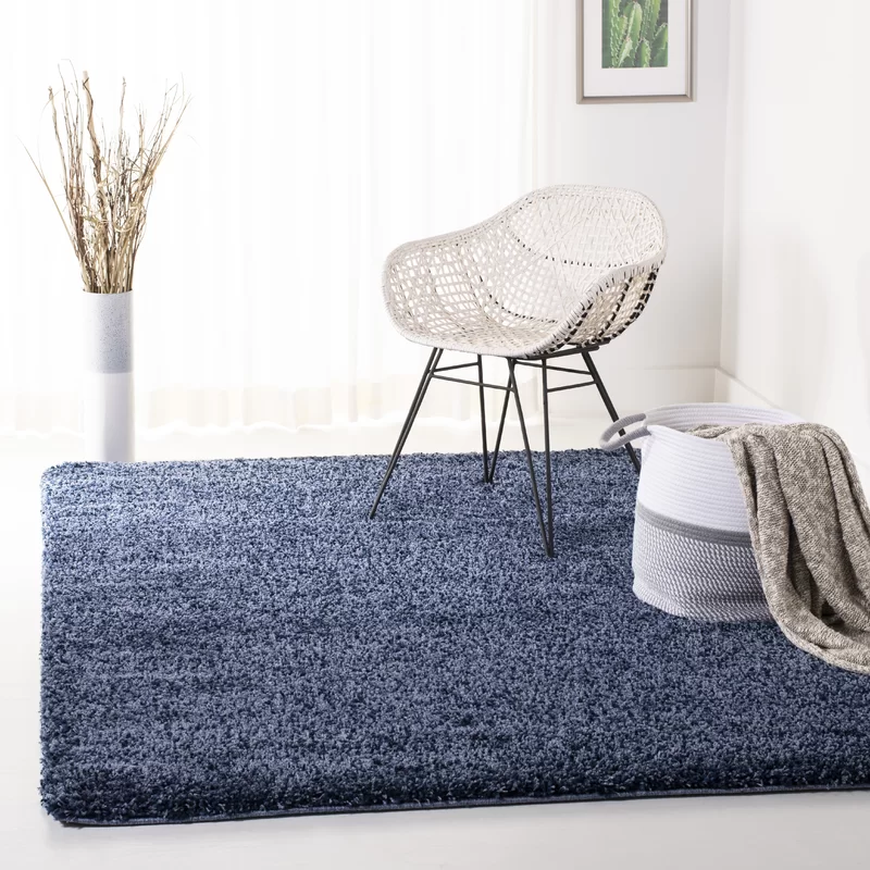 Lark Manor Delane Machine Woven / Power Loomed Performance Navy Rug